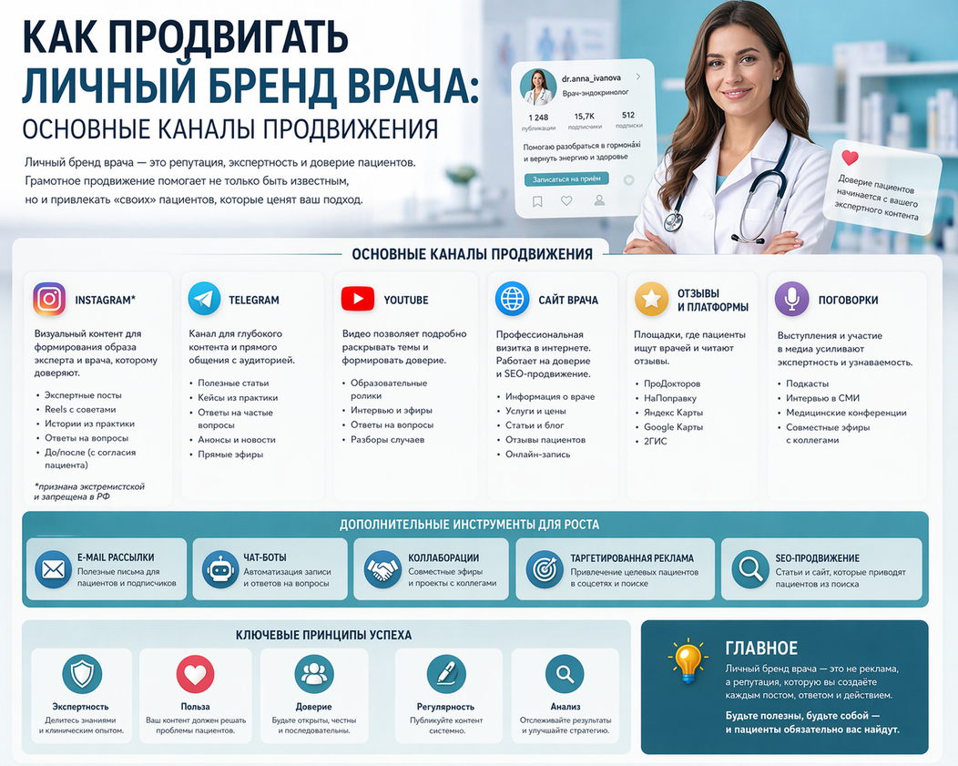 Как продвигать личный бренд врача: основные каналы продвижения