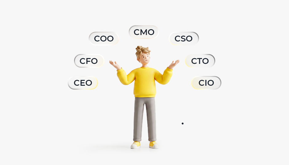 C-level должности: CEO, CFO, COO, CMO, CSO, CTO, CIO