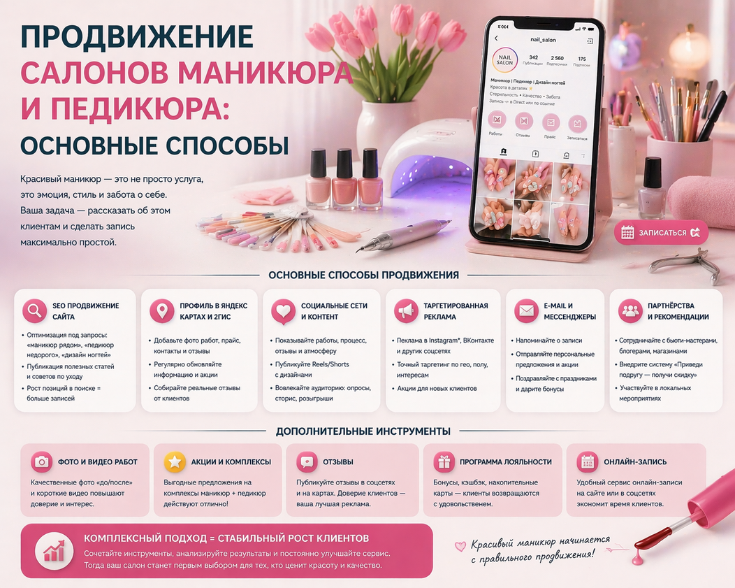 Продвижение салонов маникюра и педикюра: основные способы