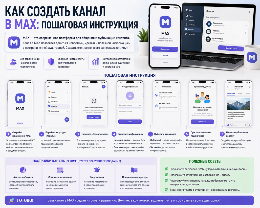 Как создать канал в MAX: пошаговая инструкция Как создать канал в MAX: пошаговая инструкция