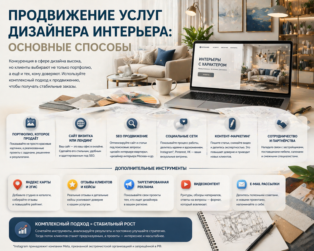 Продвижение услуг дизайнера интерьера: основные способы