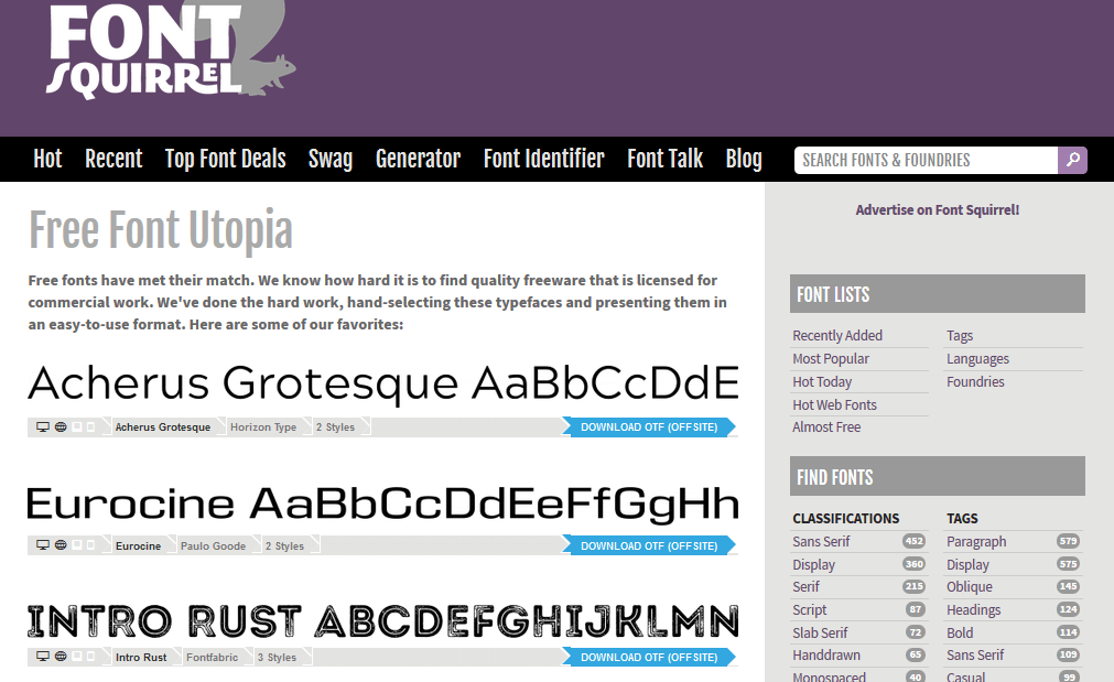 Разрешенные для коммерческого использования шрифты с Font Squirrel