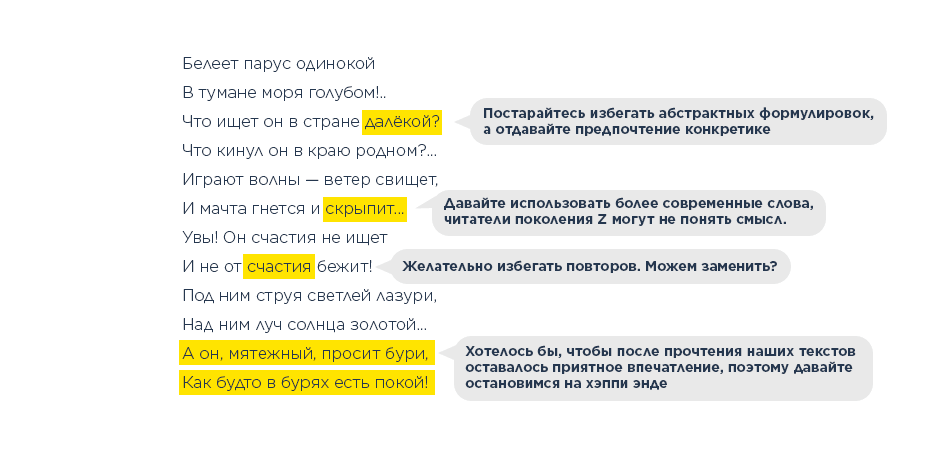 Пример конструктивных текстовых правок