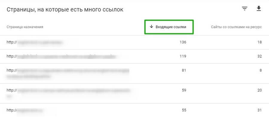 Входящие ссылки в Google Search Console