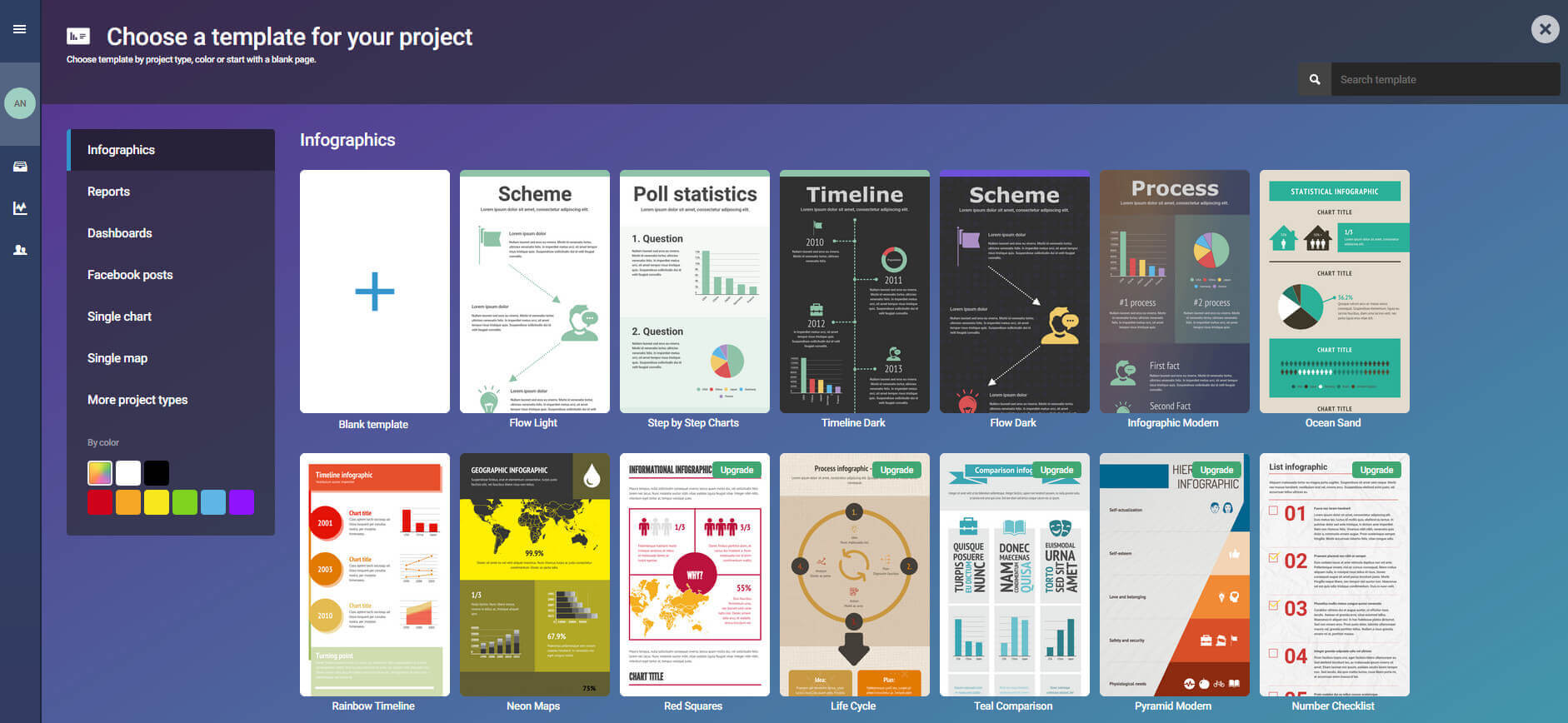 Примеры разных шаблонов в сервисе Infogram